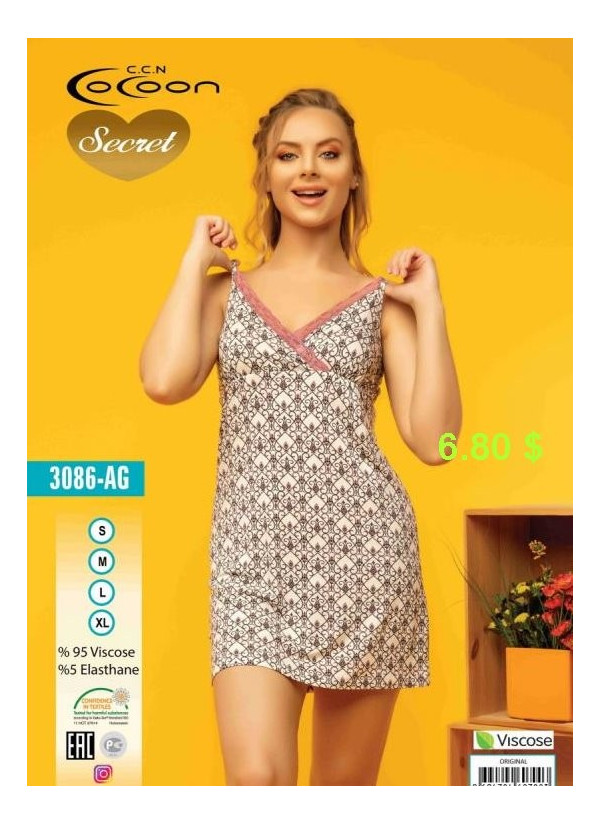 COC.3086.AG_ORI Nightdress (S+M+L+XL) — Turkish factory wholesale