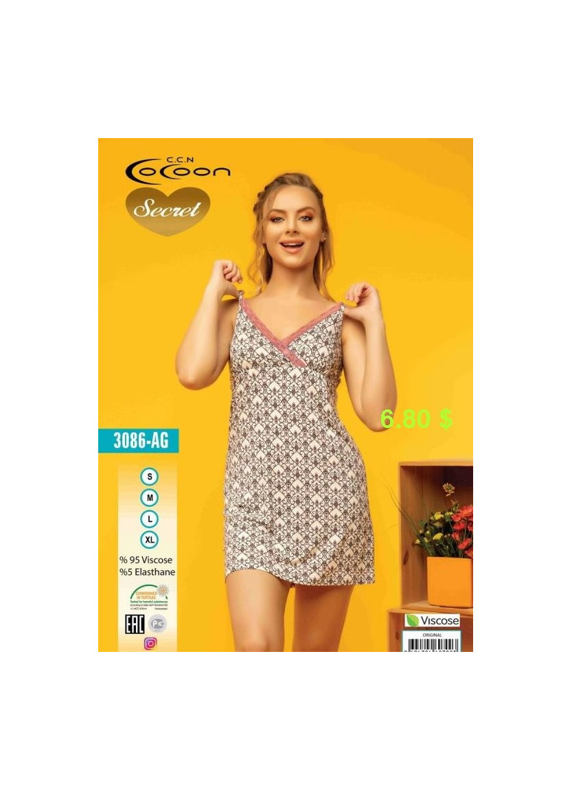 Ночная Сорочка (S+M+L+XL) COCOON Secret COC.3086.AG_ORI — оптом от турецкой фабрики