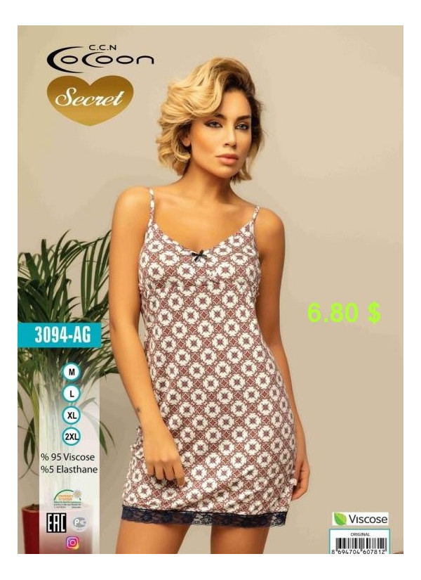 COC.3094.AG_ORI Nightdress (M+L+XL+XXL) — Turkish textile wholesale