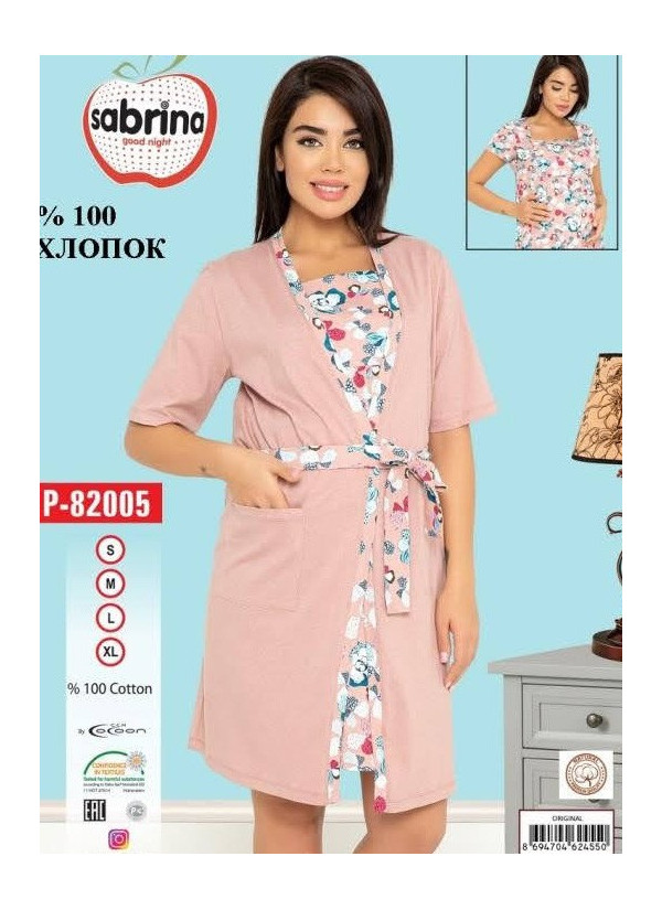 Халат + Сорочка 2-КА (S+M+L+XL) SABRINA SAB.P82005_ORI — оптом от турецкой фабрики