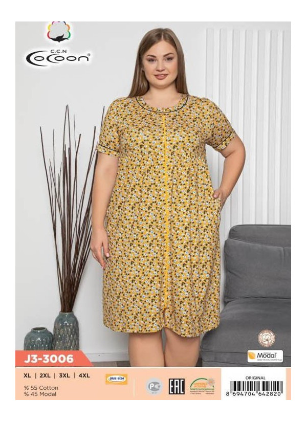 CCNJ3-3006_ORI Modal Women's Robe (XL+XXL+3XL+4XL) — direct Turkish factory supply