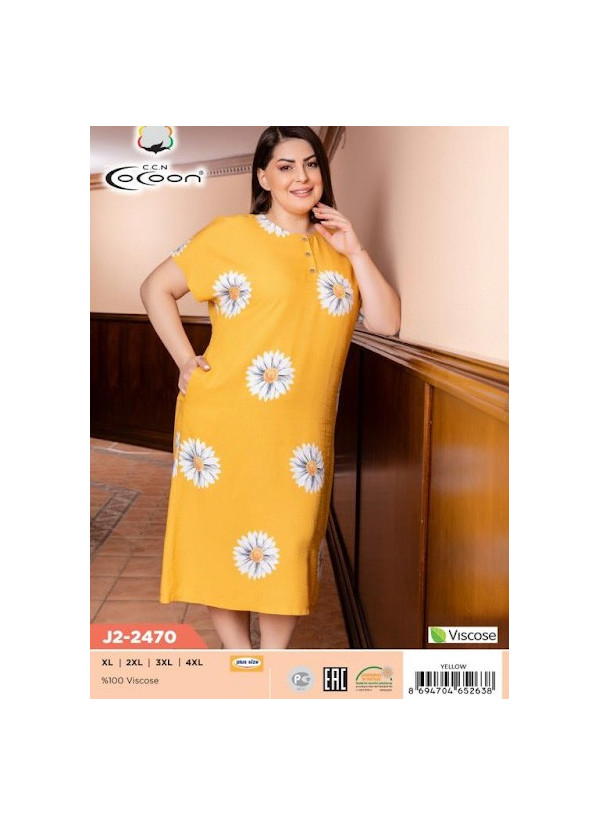 CCNJ2-2470_YLW Dress (XL+XXL+3XL+4XL) — Turkish factory wholesale
