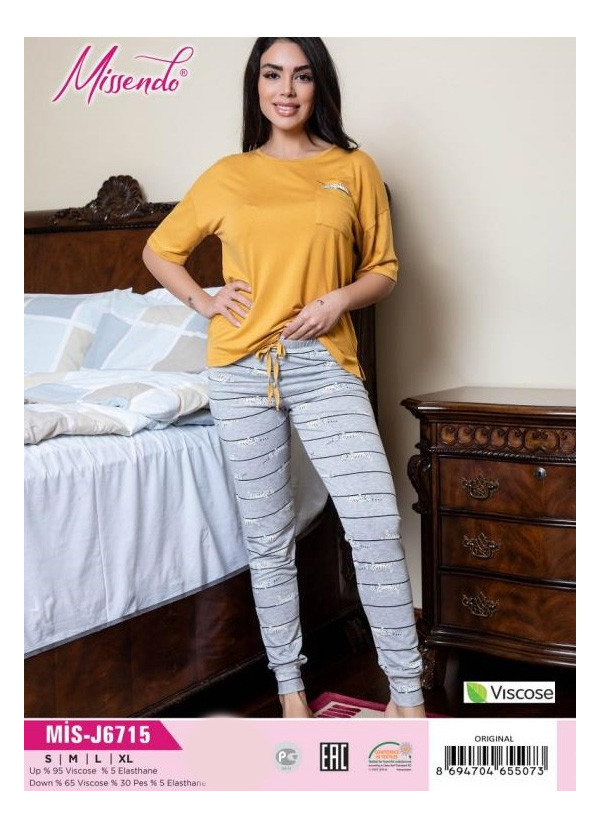 MİS-J6715_ORI Pants Homewear Set (S+M+L+XL) — Istanbul wholesale supplier