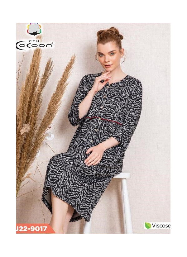 CCNU22-9017_ORI Viscose Women's Robe (S+M+L+XL) — wholesale from Turkey
