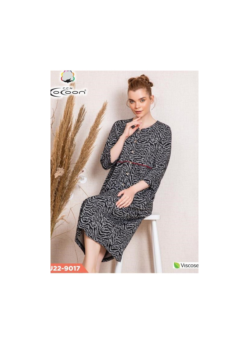 CCNU22-9017_ORI Viscose Women's Robe (S+M+L+XL) — wholesale from Turkey