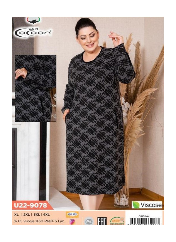 CCNU22-9078_ORI Women's Robe (XL+2XL+3XL+4XL) — factory-direct from Turkey