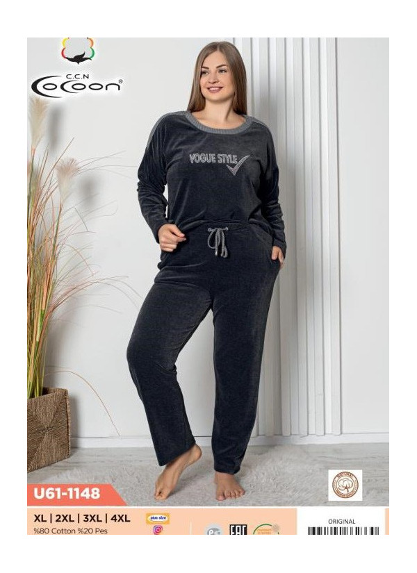 CCNU61-1148_ORI Pants Homewear Set (XL+2XL+3XL+4XL) — Turkish textile wholesale