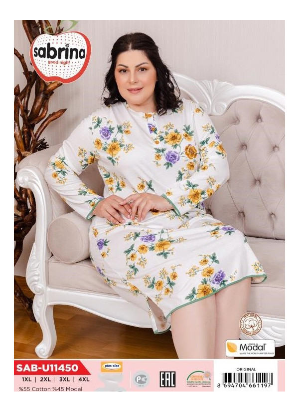 SAB.U11450_ORI Nightdress (1XL+2XL+3XL+4XL) — Turkish textile wholesale
