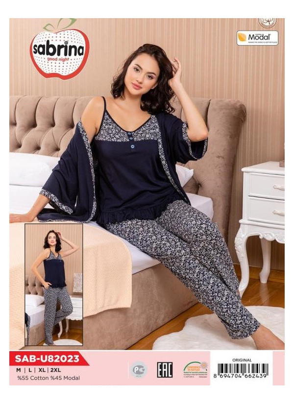 SAB.U82023_ORI Modal 3-Piece Robe Set (M+L+XL+XXL) — direct Turkish factory supply