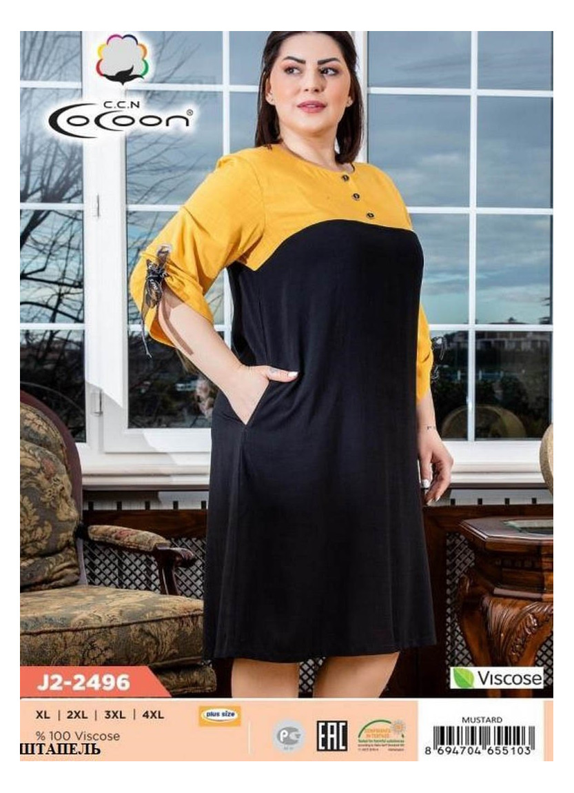 Платье (XL+XXL+3XL+4XL) COCOON CCNJ2-2496_MTR — оптовая поставка из Турции