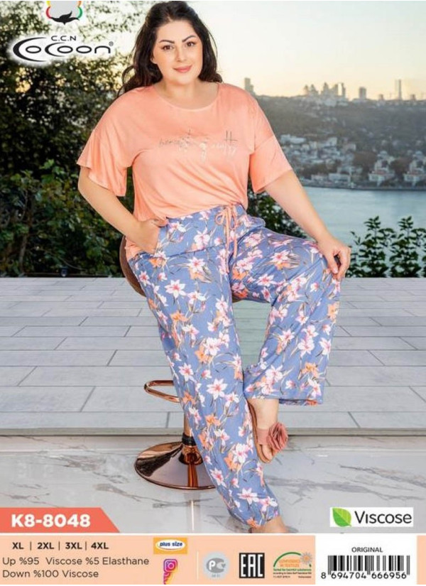 CCNK8-8048_ORI Pants Homewear Set (XL+2XL+3XL+4XL) — direct Turkish factory supply
