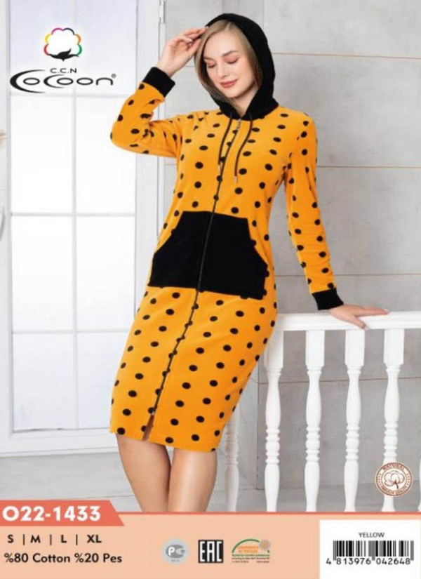 CCNO22-1433_SAR Velour Women's Robe (S+M+L+XL) — Turkish factory wholesale