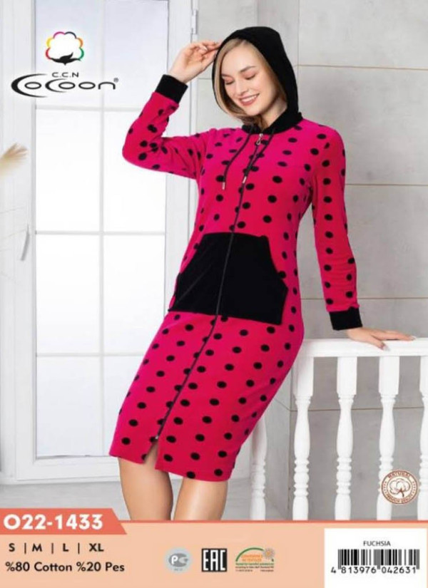 CCNO22-1433_FUS Velour Women's Robe (S+M+L+XL) — Istanbul wholesale supplier