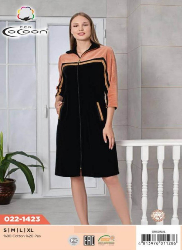 CCNO22-1423_ORI Velour Women's Robe (S+M+L+XL) — Istanbul wholesale supplier