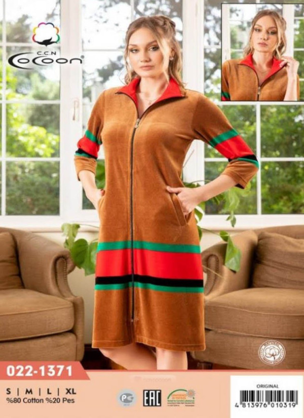 CCNO22-1371_ORI Velour Women's Robe (S+M+L+XL) — Turkish textile wholesale