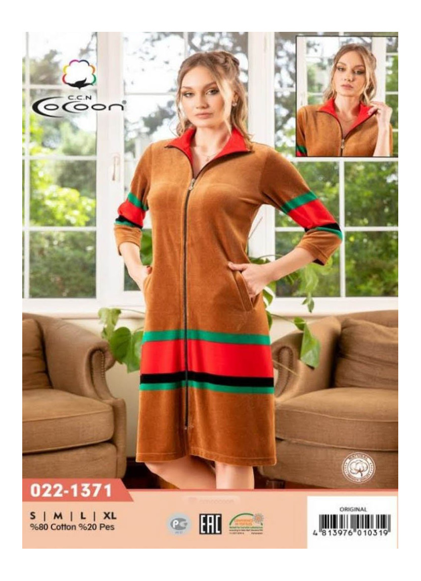 CCNO22-1371_ORI Velour Women's Robe (S+M+L+XL) — Turkish textile wholesale