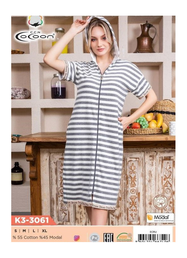 CCNK3-3061_ECR Women's Robe (S+M+L+XL) — wholesale from Turkey