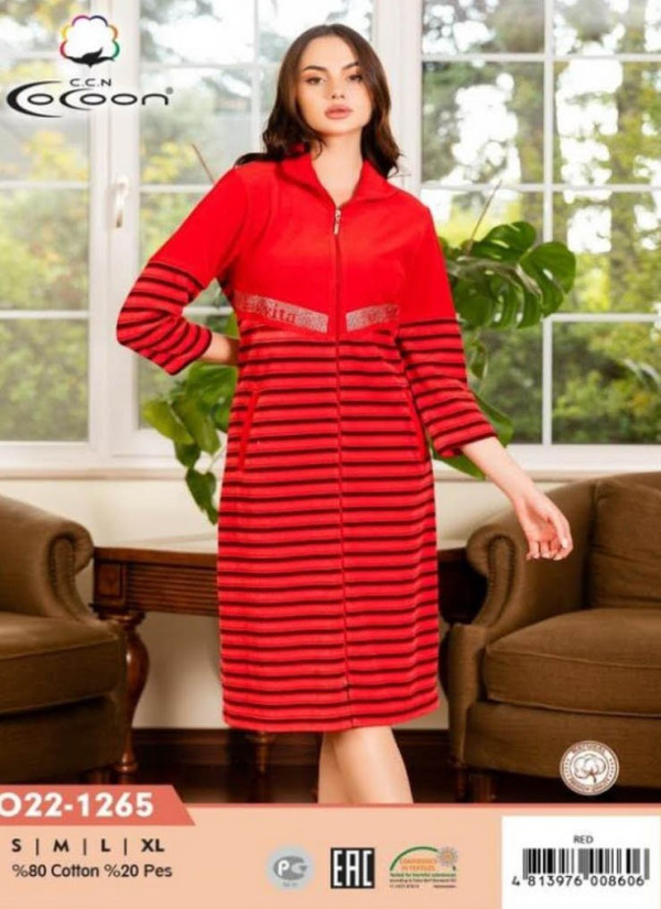 CCNO22-1265_RED Women's Robe (S+M+L+XL) — Istanbul wholesale supplier