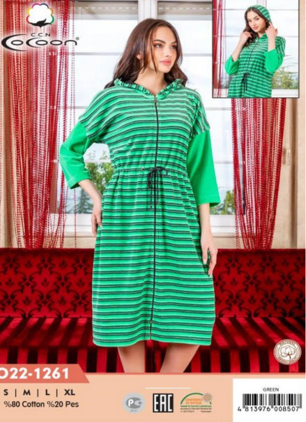 CCNO22-1261_GRN Women's Robe (S+M+L+XL) — wholesale from Turkey