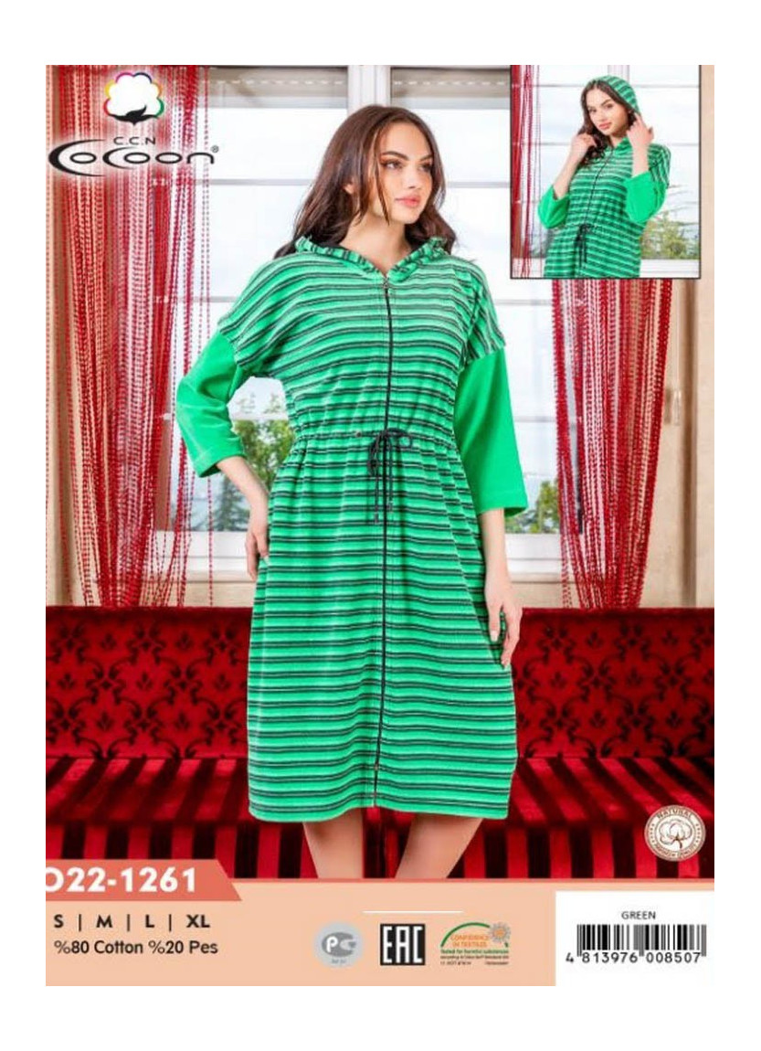 CCNO22-1261_GRN Women's Robe (S+M+L+XL) — wholesale from Turkey
