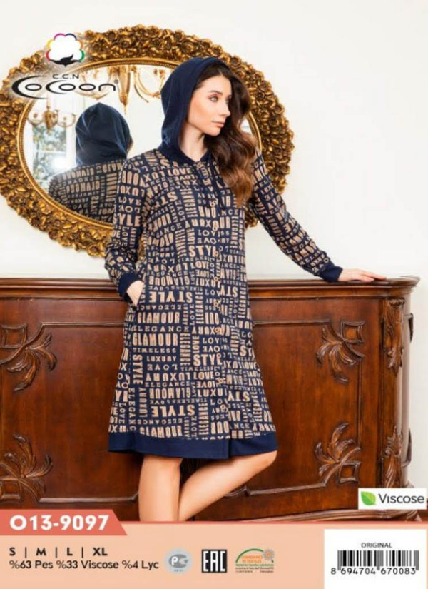 CCNO13-9097_ORI Women's Robe (S+M+L+XL) — wholesale from Turkey