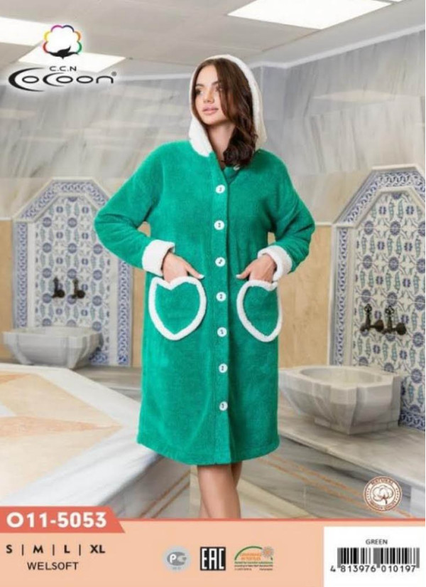 CCNO11-5053_GRN Welsoft Women's Robe (S+M+L+XL) — factory-direct from Turkey
