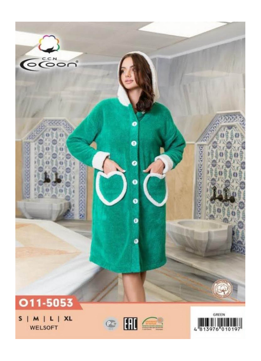 CCNO11-5053_GRN Welsoft Women's Robe (S+M+L+XL) — factory-direct from Turkey