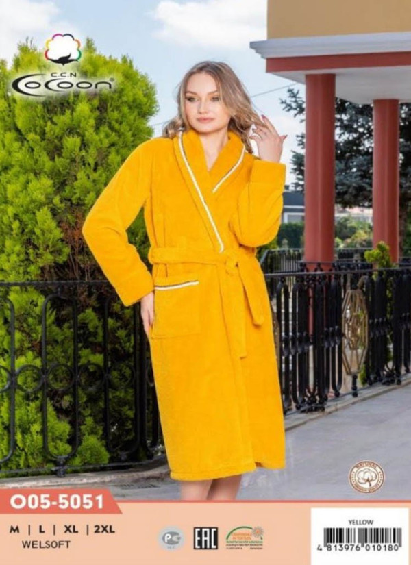 Халат Женский WELSOFT (M+L+XL+2XL) COCOON CCNO05-5051_SAR — оптом для магазинов и бутиков
