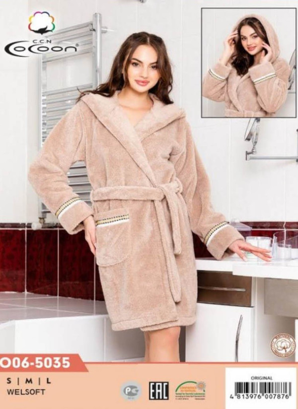 CCNO06-5035_ORI Welsoft Women's Robe (S+M+L) — factory-direct from Turkey