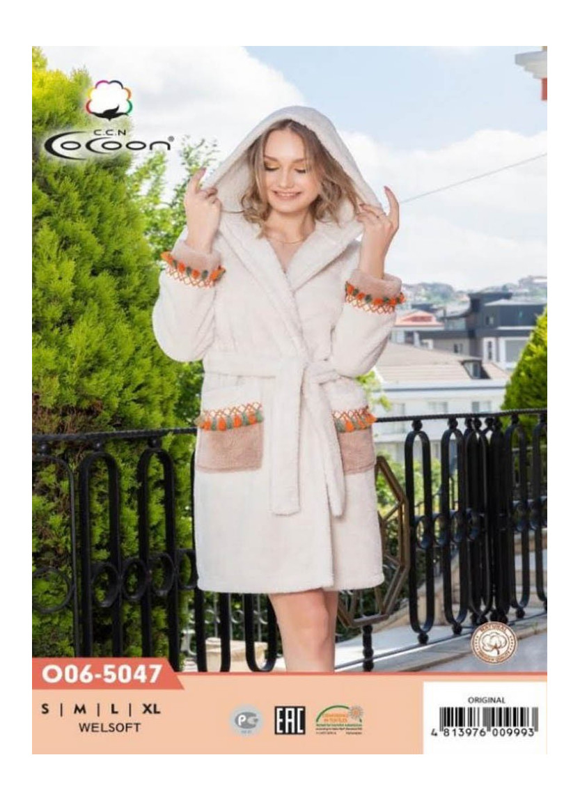 Халат Женский WELSOFT (S+M+L+XL) COCOON CCNO06-5047_ORI — турецкий текстиль оптом