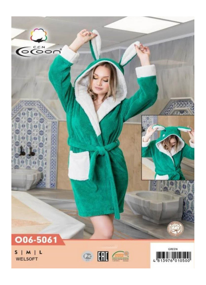 CCNO06-5061_GRN Welsoft Women's Robe (S+M+L) — wholesale from Turkey