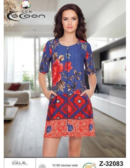 Халат Женский (S+M+L+XL) COCOON CCNZ32083_SAX — турецкий текстиль оптом