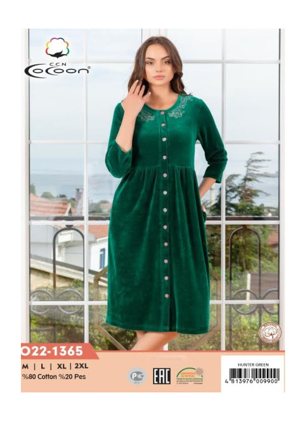 CCNO22-1365_HGR Velour Women's Robe (M+L+XL+2XL) — Turkish textile wholesale