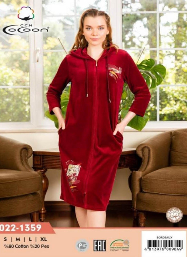 CCNO22-1359_BOX Velour Women's Robe (S+M+L+XL) — Turkish factory wholesale