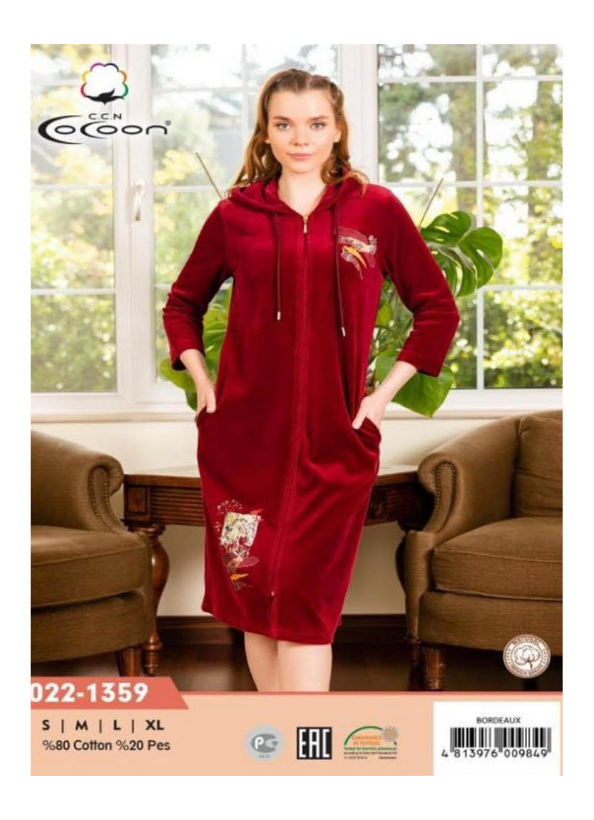 CCNO22-1359_BOX Velour Women's Robe (S+M+L+XL) — Turkish factory wholesale