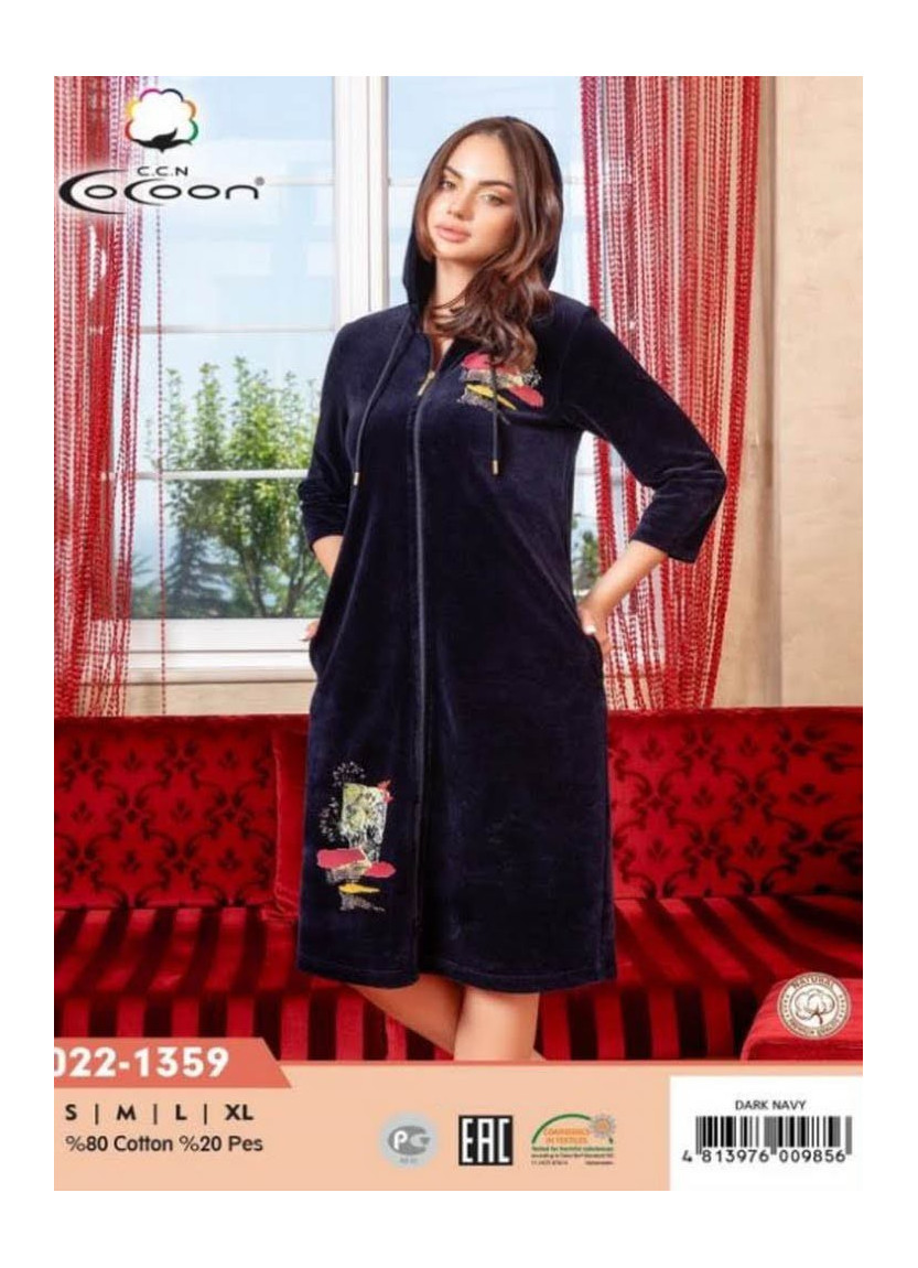 CCNO22-1359_DRN Velour Women's Robe (S+M+L+XL) — Istanbul wholesale supplier