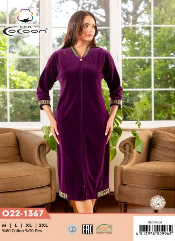 CCNO22-1367_RPL Velour Women's Robe (M+L+XL+2XL) — Turkey wholesale collection