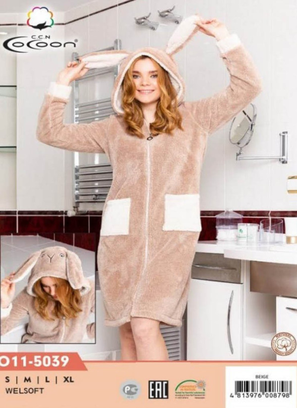 CCNO11-5039_BIG Welsoft Women's Robe (S+M+L+XL) — wholesale from Turkey