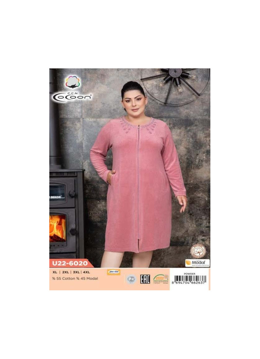 Халат Женский (XL+XXL+3XL+4XL) COCOON CCNU22-6020_PDR — оптом от турецкой фабрики