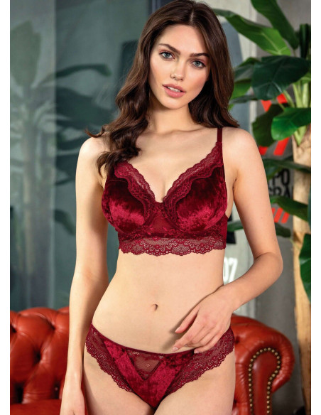 Push-Up Бархатный Бюстье Бюстгальтер и Слипы (Кружево) Anil 4805 RED — купить оптом из Турции