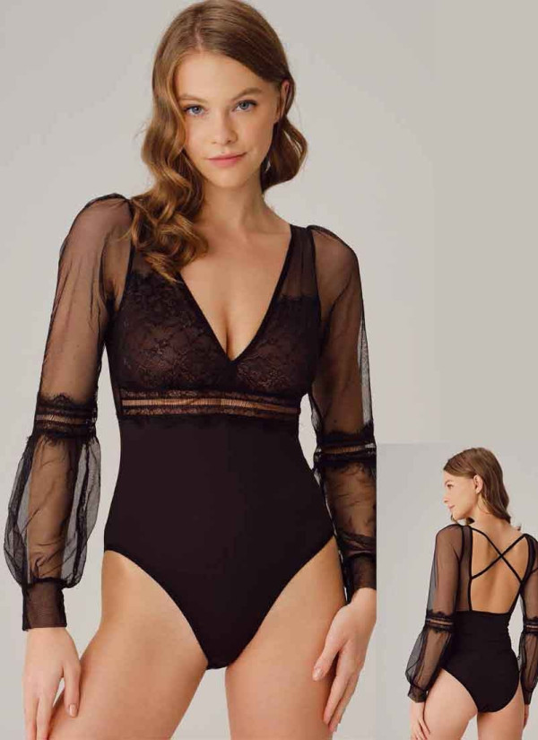 Anil 5780 BLACK Bodysuit — Turkish factory wholesale