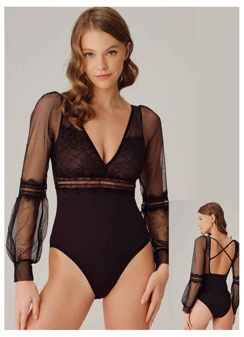 Anil 5780 BLACK Bodysuit — Turkish factory wholesale