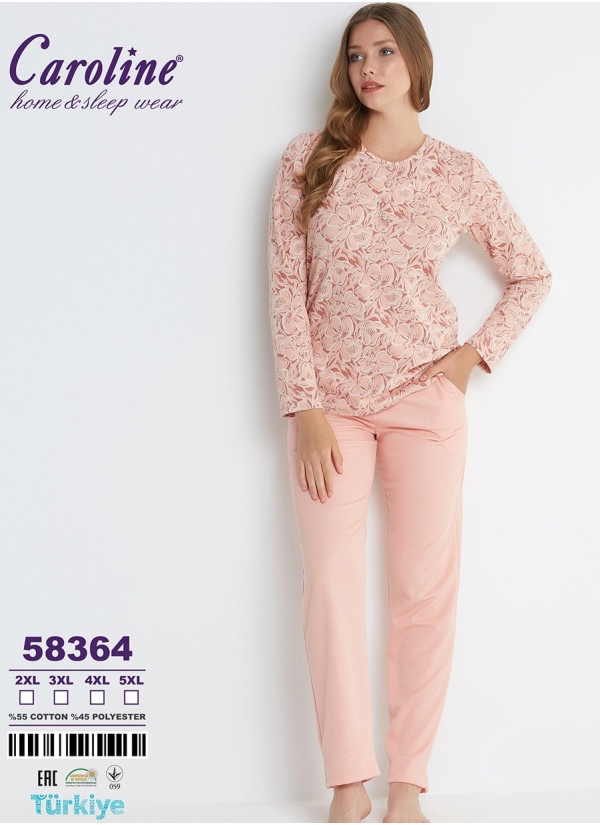 Caroline 58364 Pants Homewear Set (2XL+3XL+4XL+5XL) — wholesale from Turkey