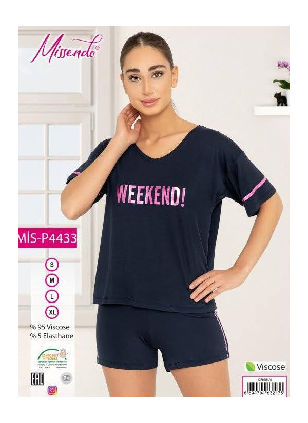 MİS-P4433_ORI Оптом Турция Фабрика Женский Комплект с Шортами (S+M+L+XL) MISSENDO Купить Оптом с Турции