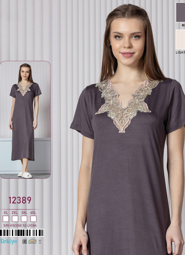 Caroline 12389 Nightdress (XL+2XL+3XL+4XL) — direct Turkish factory supply
