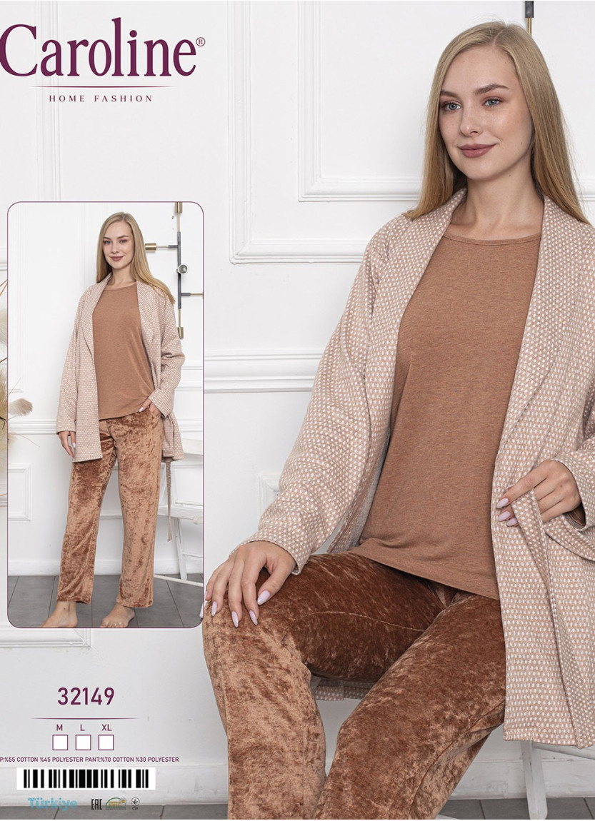 Пижама Комплект с Брюками 3-КА (M+L+XL) Caroline 32135 Caroline 32149 — оптовая поставка из Турции