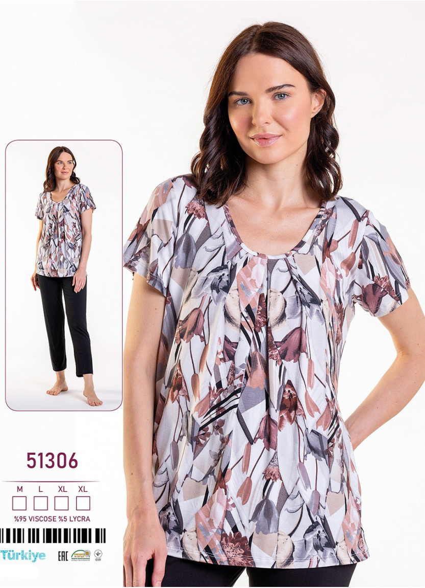 Пижама Комплект с Брюками 2-КА (M+L+XL+XL) Caroline Caroline 51306 — турецкий текстиль оптом