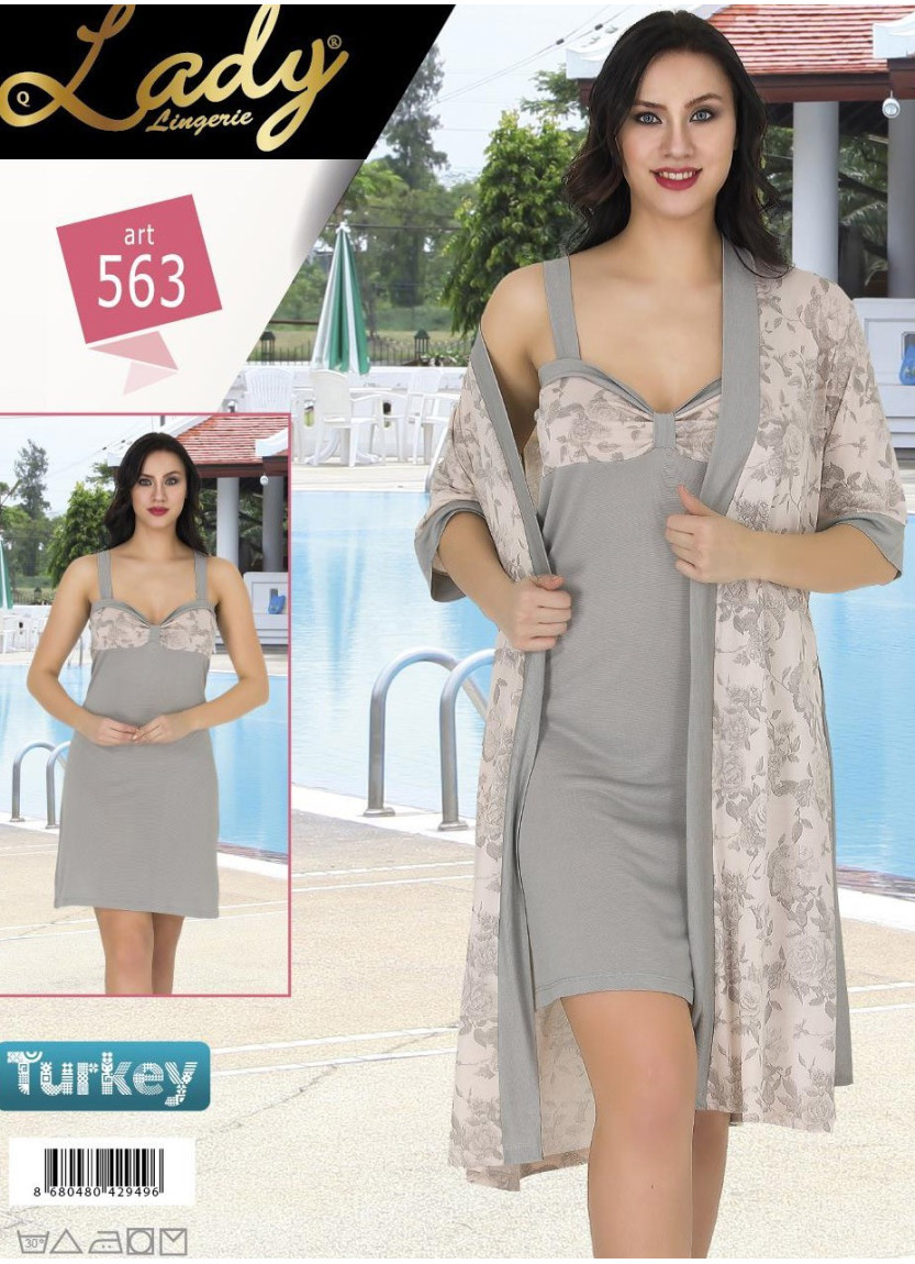 Lady 563 Оптом Турция Фабрика Комплект с Халатом 2-ка (Безразмерка) Lady Купить Оптом с Турции