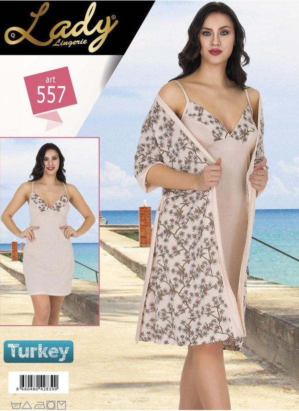 Комплект с Халатом 2-ка (Безразмерка) Lady Lady 557 — купить оптом из Турции