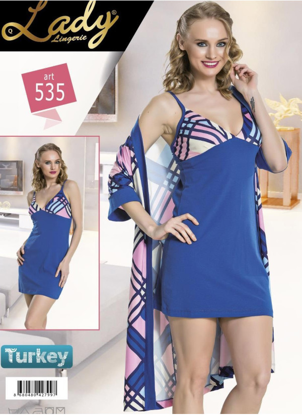 Lady 535 Оптом Турция Фабрика Комплект с Халатом 2-ка (Безразмерка) Lady Купить Оптом с Турции